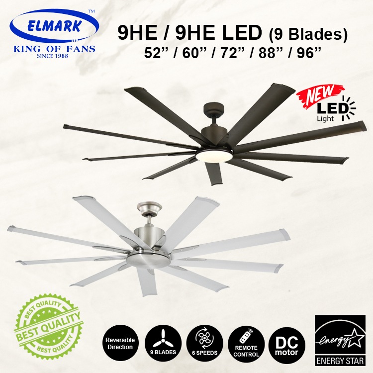 ELMARK 9HE/9HE LED 52 / 60 / 72 / 88 / 96 Inches 5 Speed Remote Control ...