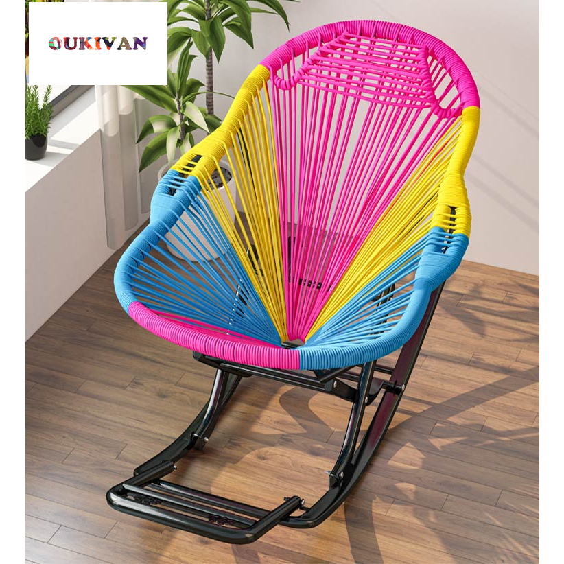 Balcony Stylish Rattan Rocking Chair Home Leisure Rest Reclining Chair MultiColor Kerusi Rotan