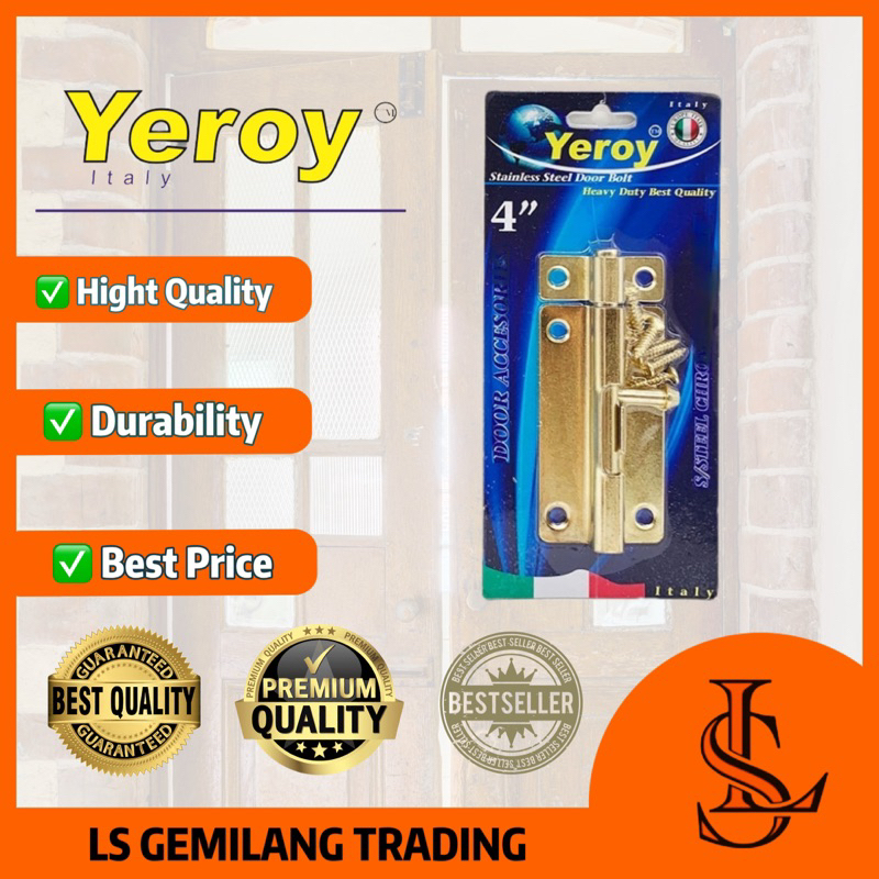 LS GEMILANG YEROY 2'' 3'' 4'' S/S SWING DOOR BOLTS DOOR LOCK pintu lock