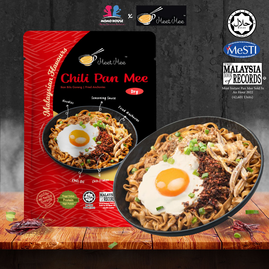 MEET MEE Halal Pan Mee Noodle Mi Segera Instant Noodle Mee Segera Chili