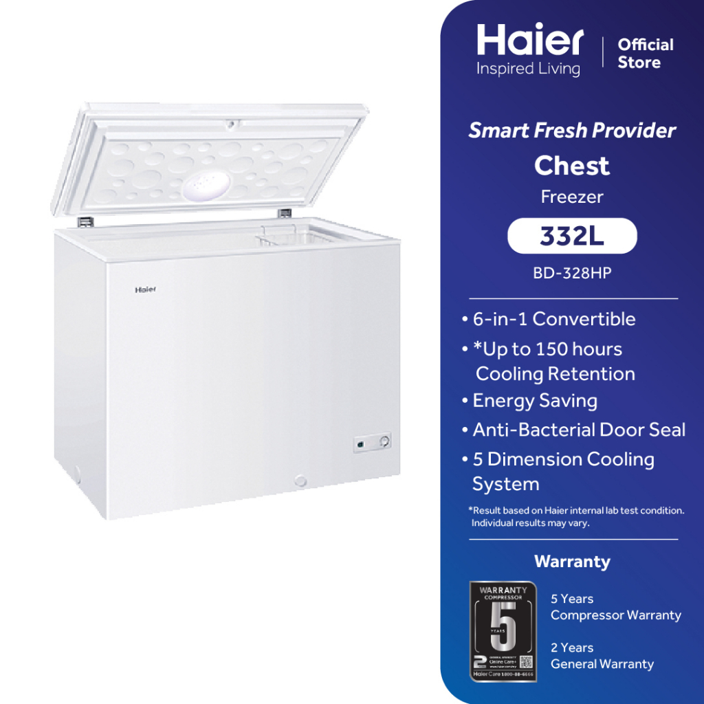 Haier 319L Chest Freezer 6in 1 Convertible Freezer Fridge