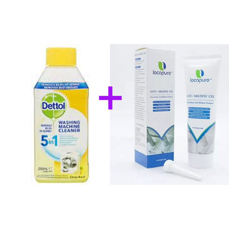 Dettol Washing Machine Cleaner 5 In 1 + AntiMildew Gel Cleaner (Mildew