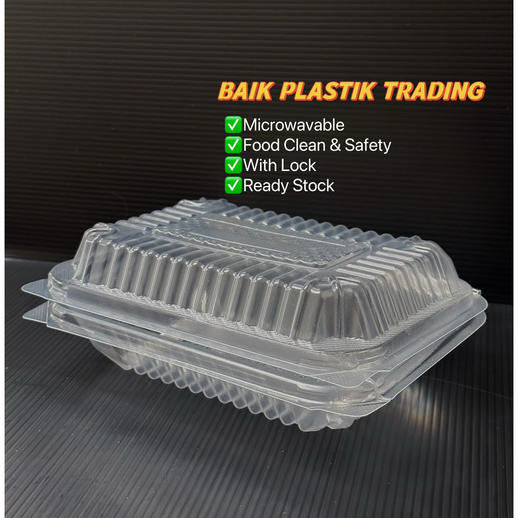 BAIK PLASTIK NEPWARE NX150 Disposable Plastic Food Box Lunch Box /PLASTIK Bekas Makanan (100pcs
