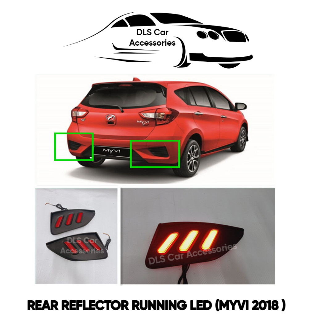 REAR BUMPER REFLECTOR RUNNING LED (Myvi 2018 ) Red/Smoke/carbon ...