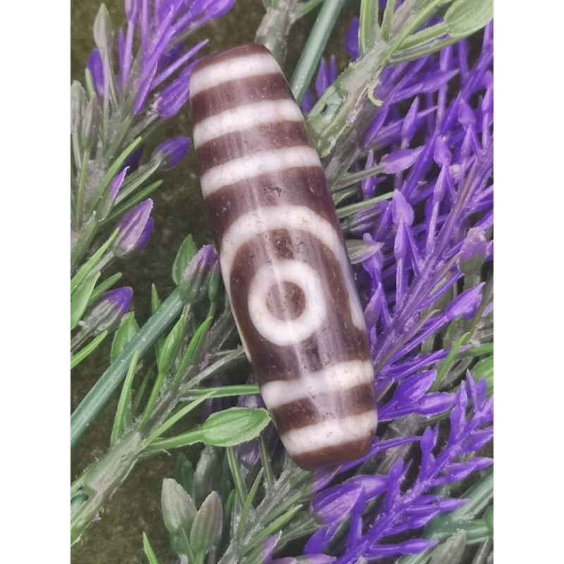 ?Ready Stock ? 43.8mm X 12.8mm 老矿起砂水草玛瑙二眼天珠两眼天珠 