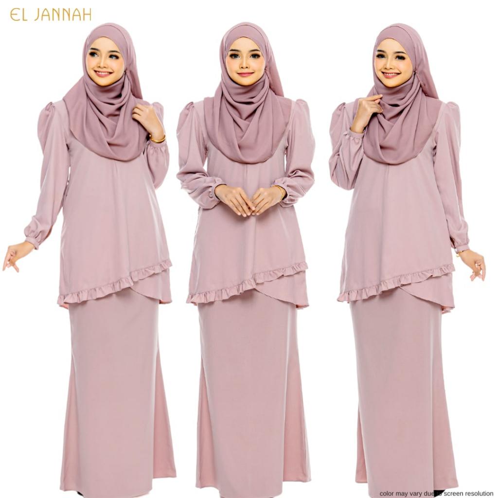 Qayla Kurung Dusty Pink Kurung Moden Women Plus Size Baju Kurung ...