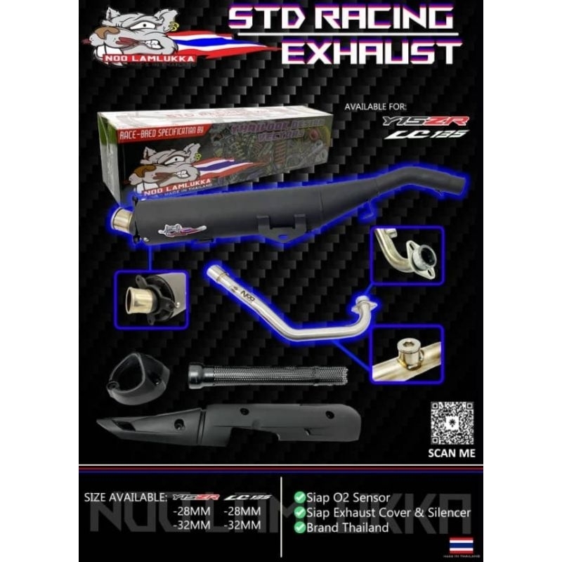 NOO LAMLUKKA NLK KING DRAG Exhaust Standard Racing EX5 WAVE125 LC135 Y15 Y15ZR v1 v2 LAGENDA