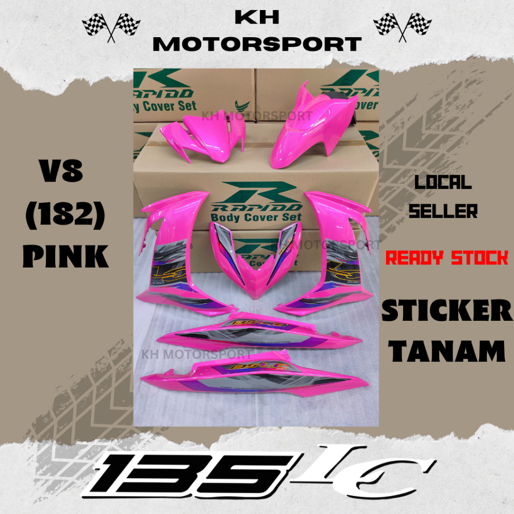 YAMAHA LC135 V8 (182) PINK COVERSET (STICKER TANAM/AIRBRUSH) | Shopee ...