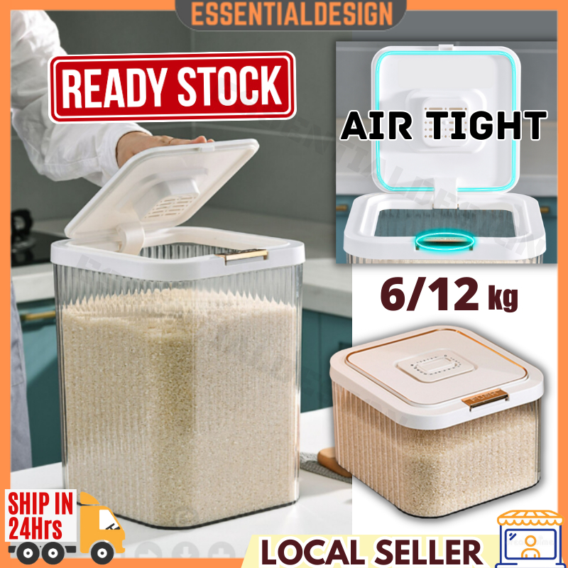12KG Rice Bucket Cereal Rice Tank Grain Storage Box Container Kitchen ...