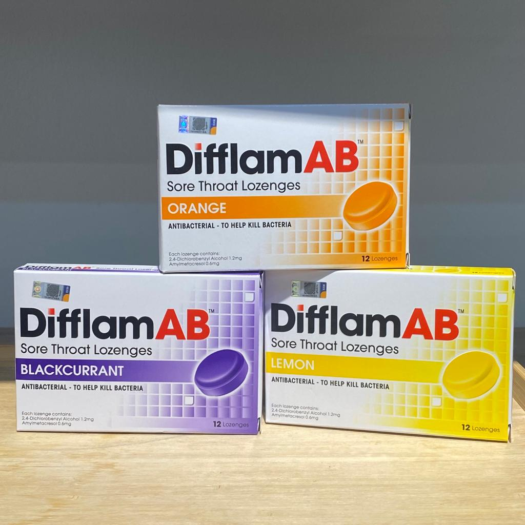 Difflam AB Sore Throat Lozenges (1 box) Blackcurrant Lemon Orange