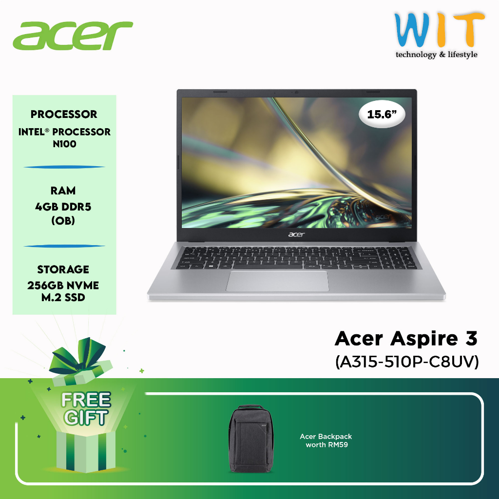 Acer Aspire 3 A315-510P-C8UV /Intel Processor N100 /4GB RAM /256GB SSD ...