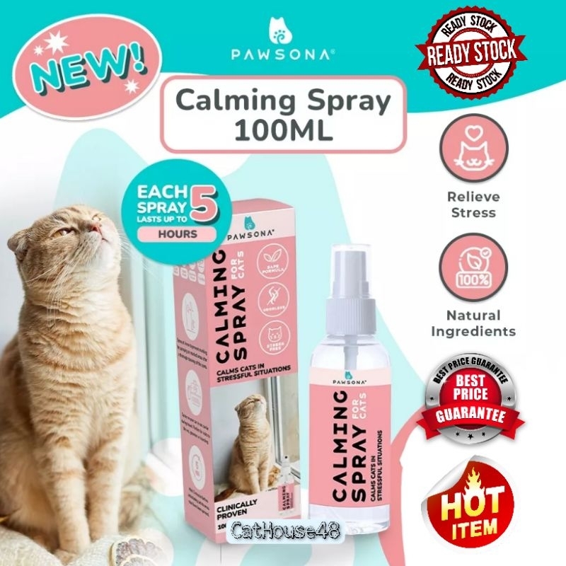 [CatHouse48] PAWSONA Calming Spray for Cat 100ml Reduce Stress Anxiety & Scratching Feline