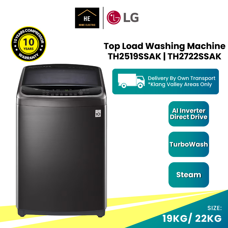LG 22KG Top Load Washing Machine TH2722SSAK Washer with Inverter Direct Drive and Steam Mesin Basuh Shopee Malaysia