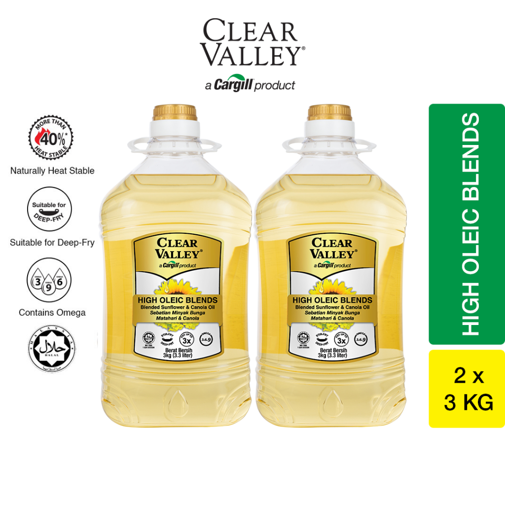 Clear Valley® High Oleic Sunflower and Canola Cooking Oil (3kg/3.3L