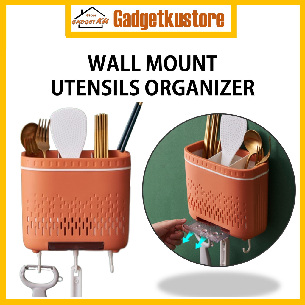 Multifunction Storage Box WallMounted Utensil Organizer Cutlery Spoon