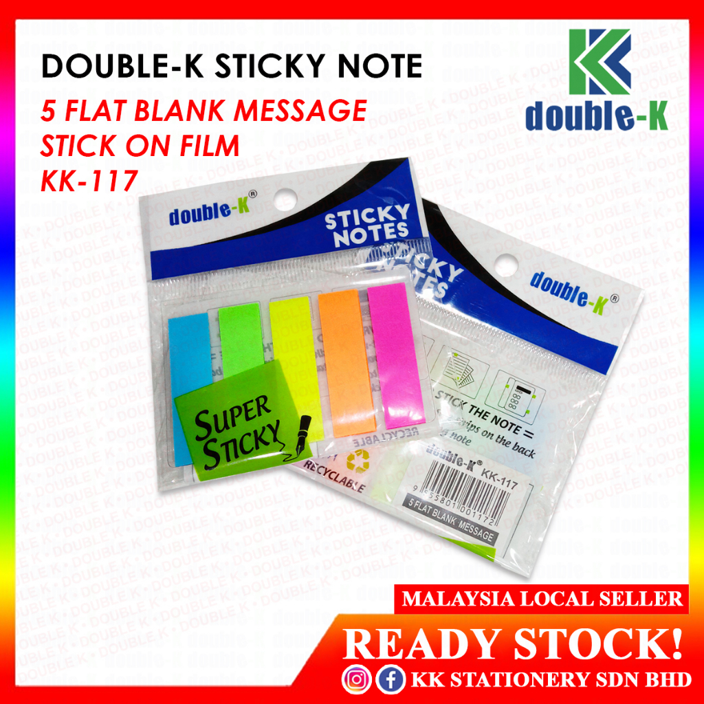 Double-K Stick On Note KK-117Flat Blank Message RM22.20/pck (12small ...