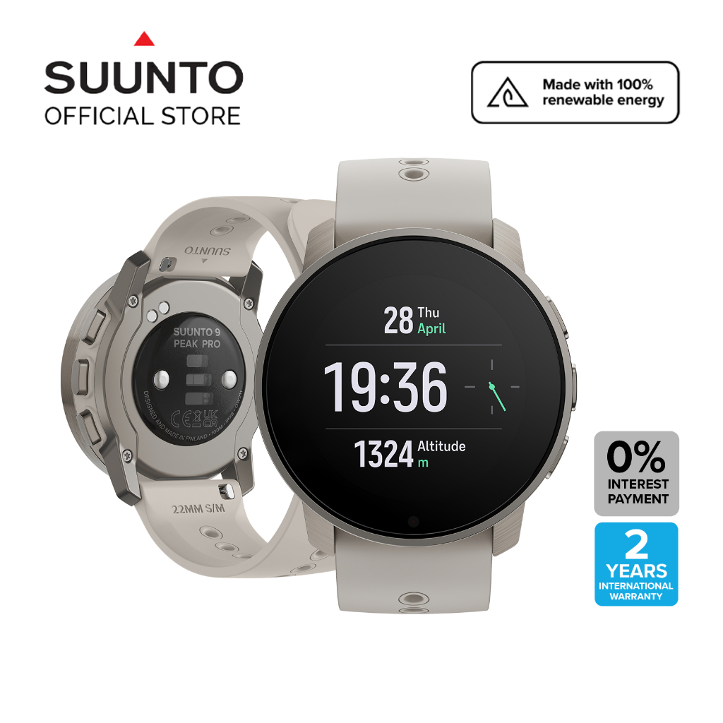 Suunto 9 Peak Pro Titanium Sand Extremely thin and tough GPS multisport watch with superior battery life