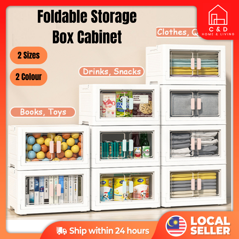 Stackable Storage Box Organizers Large Foldable Plastic Storage