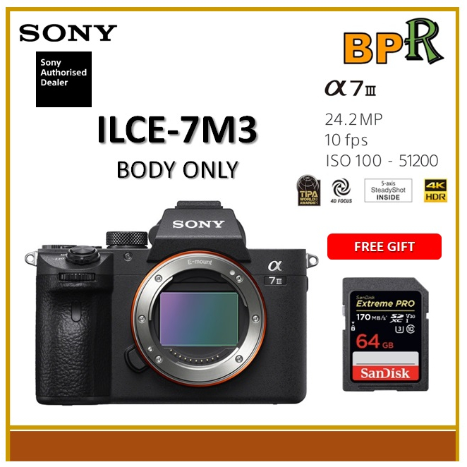 Sony Alpha A7III Mirrorless Digital ILCE7M3 / B (BODY ONLY) Sony
