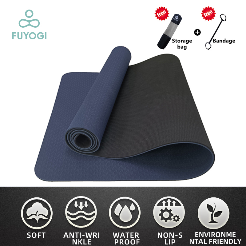 FUYOGI Yoga Mat 8MM TPE Non-Slip Fitness Tasteless Thickened Beginner ...