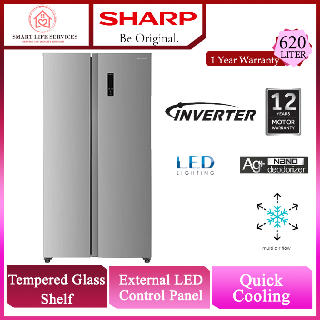 Sharp 620L / 680L Side By Side Refrigerator Inverter Plasmacluster
