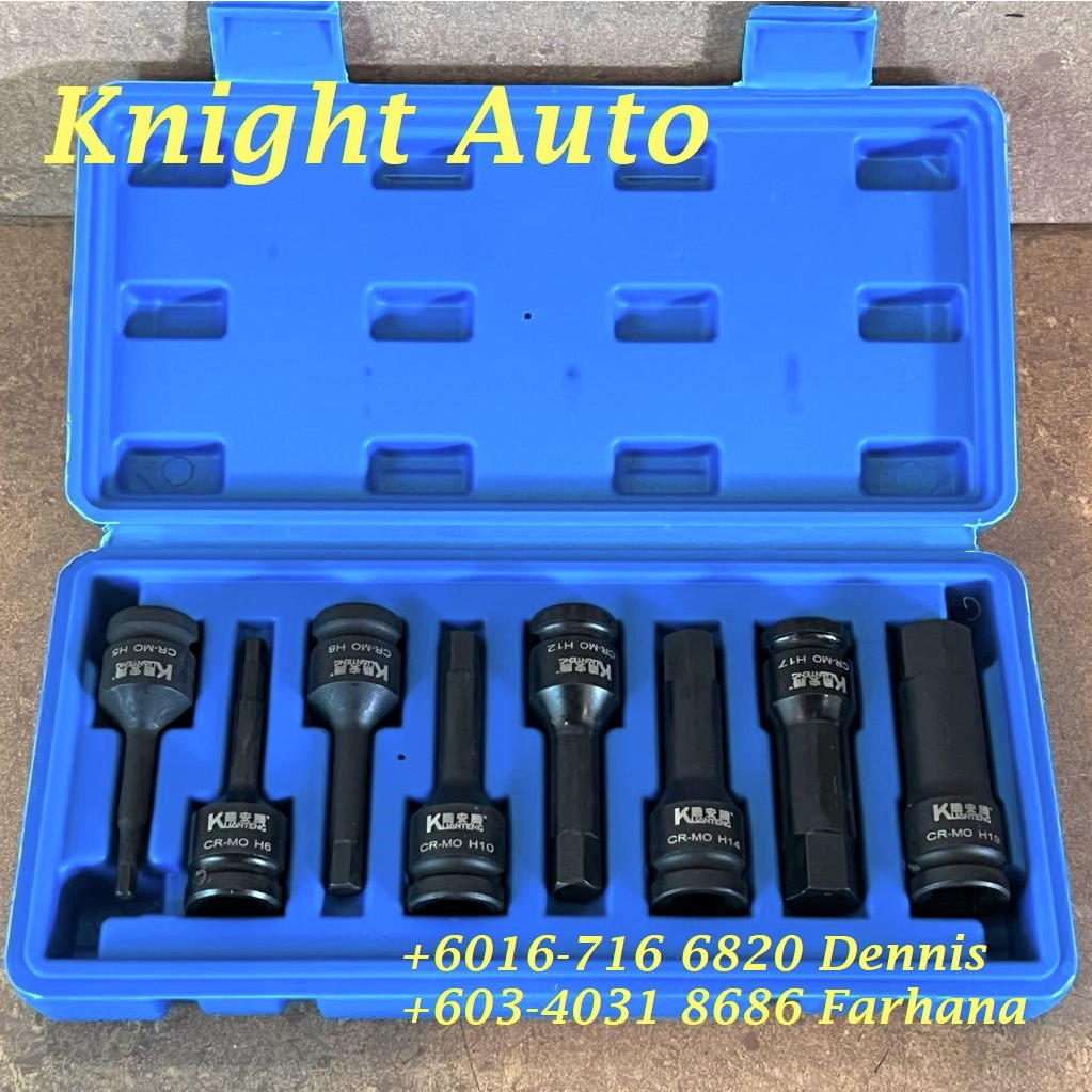 8pcs 1/2" H5H19 Drive Pneumatic Air Allen Hex Key Bit Socket Set