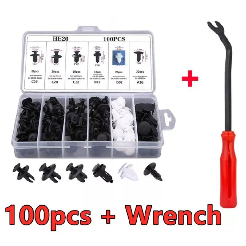 100pc Automobile Bumpers Hole Plastic Push Screw Rivet Door Buckle Panel Fixings Clips Shopee 