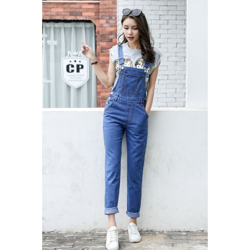 Denim store pinafore trousers