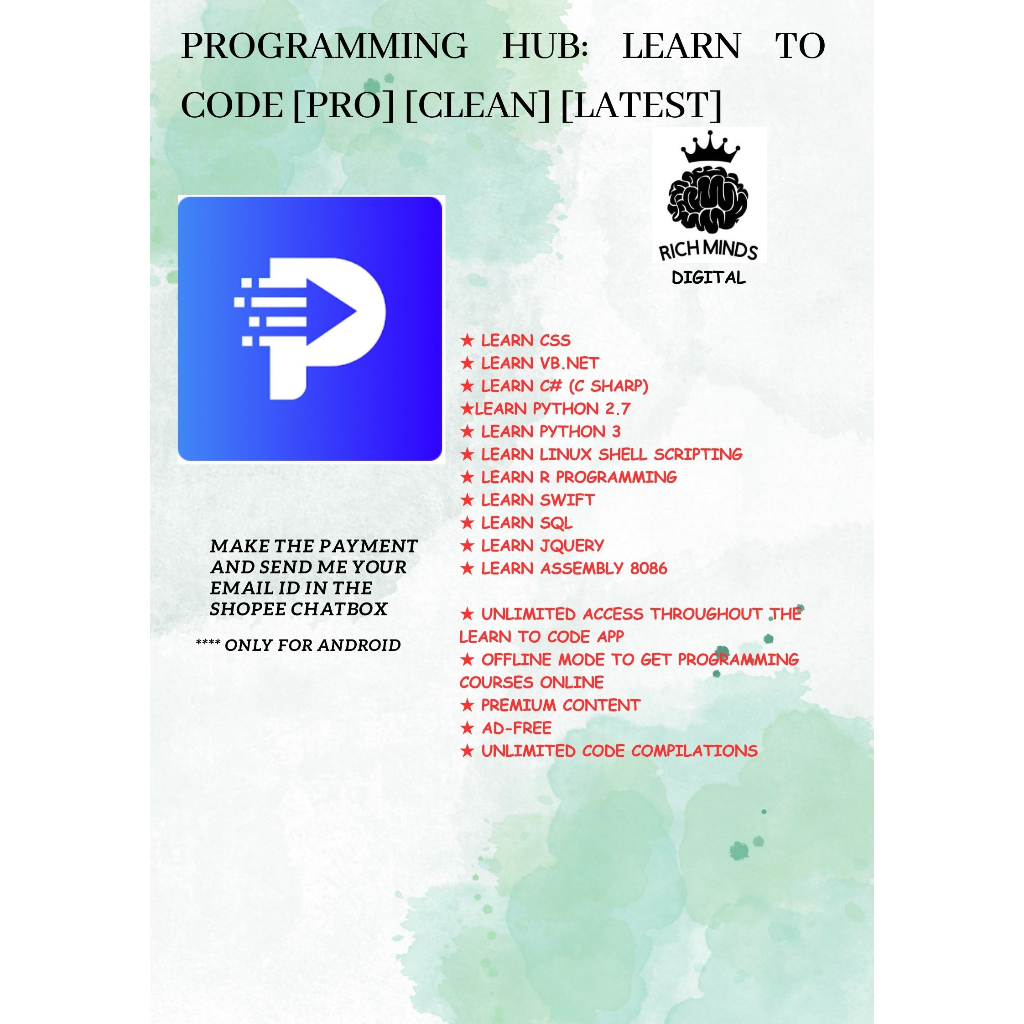 Programming Hub Learn to Code [Pro] [Clean] [Latest] | Shopee Malaysia