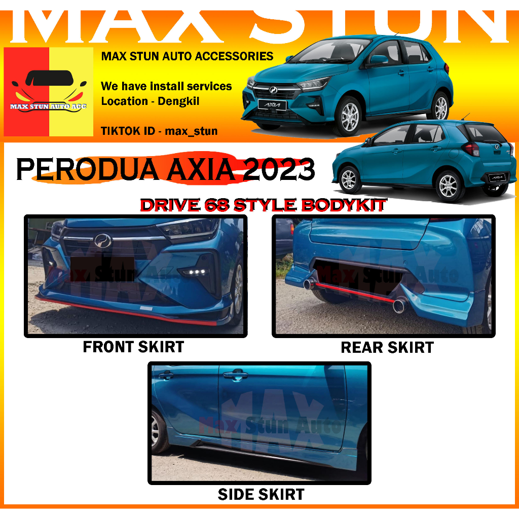 PERODUA AXIA 2023 DRIVE68 BODYKIT BUMPER SKIRT LIP NEW AXIA BODYKIT ...