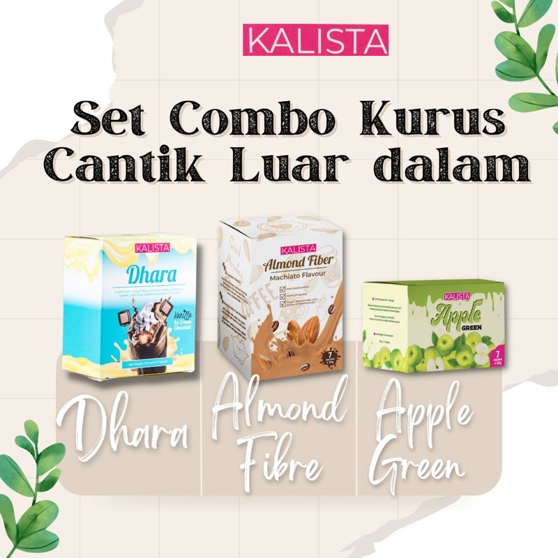 🔥READY STOCK🔥KALISTA SET KURUS APPLE GREEN SKINNI ALMOND FIBER