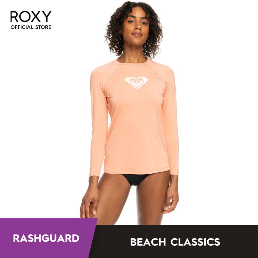 ROXY GIRLS BEACH CLASSICS LS LYCRA RASHIE - BIJOU BLUE