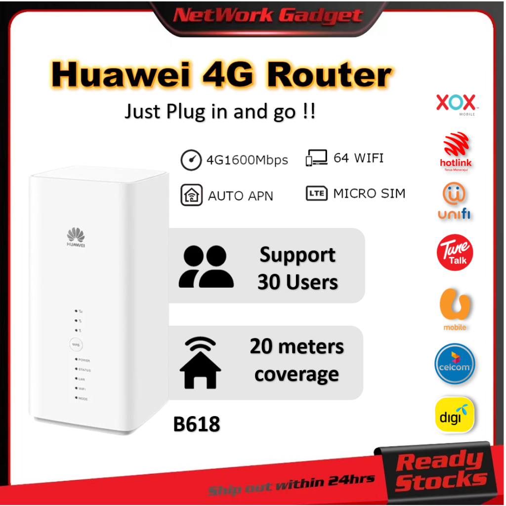 Huawei B618 (B618s-65d) Unlocked - NOT RECHIP SET - 4G+ LTE Wireless ...