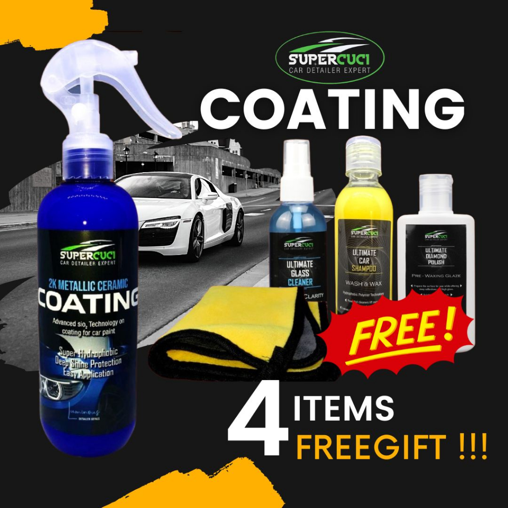 Supercuci 2K Metallic Ceramic Coating Motor Kereta Berkilat Nano Wax
