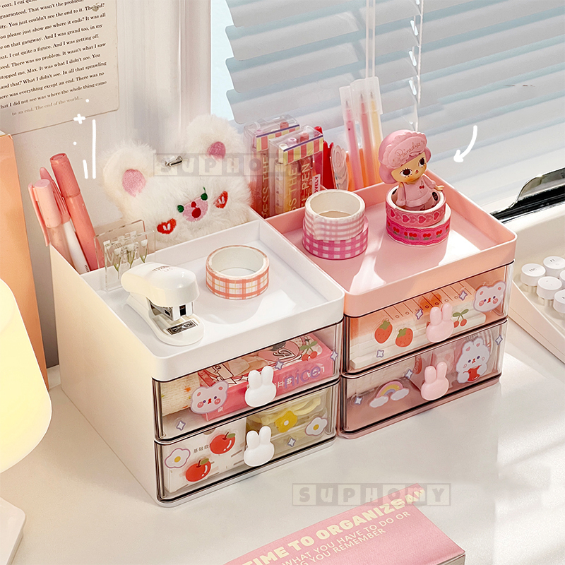 Desktop Storage Box Desk Organizers Skincare Stationery Jewelry