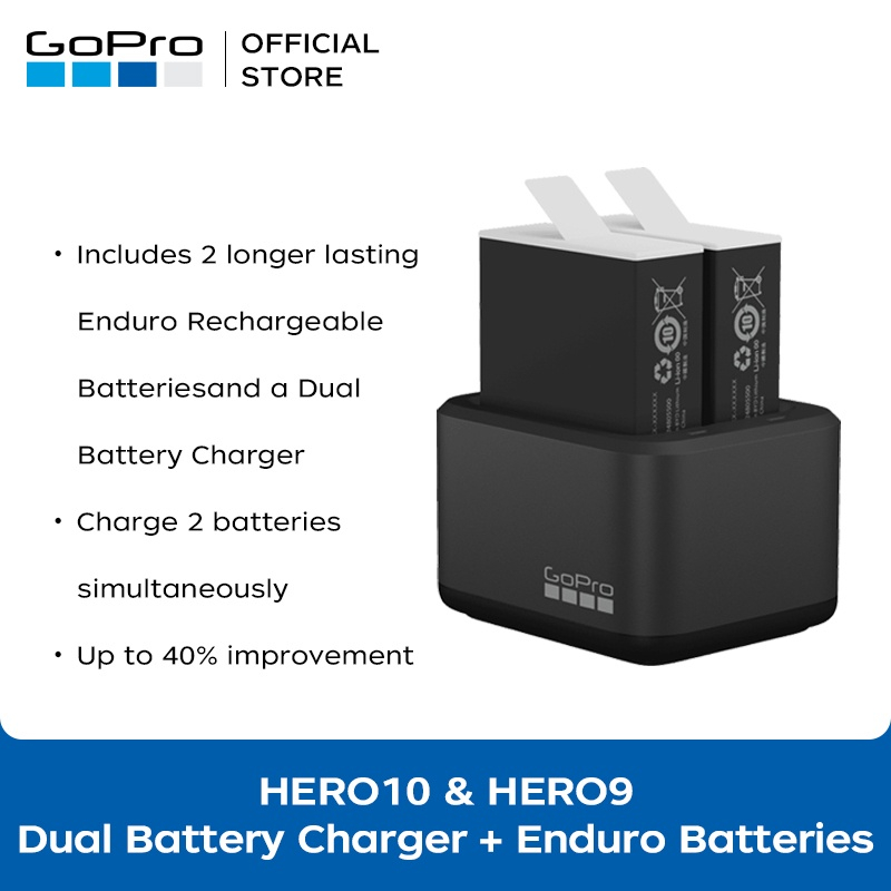 GoPro go pro HERO12/11/10/9 Dual Battery Charger + Enduro Batteries ...