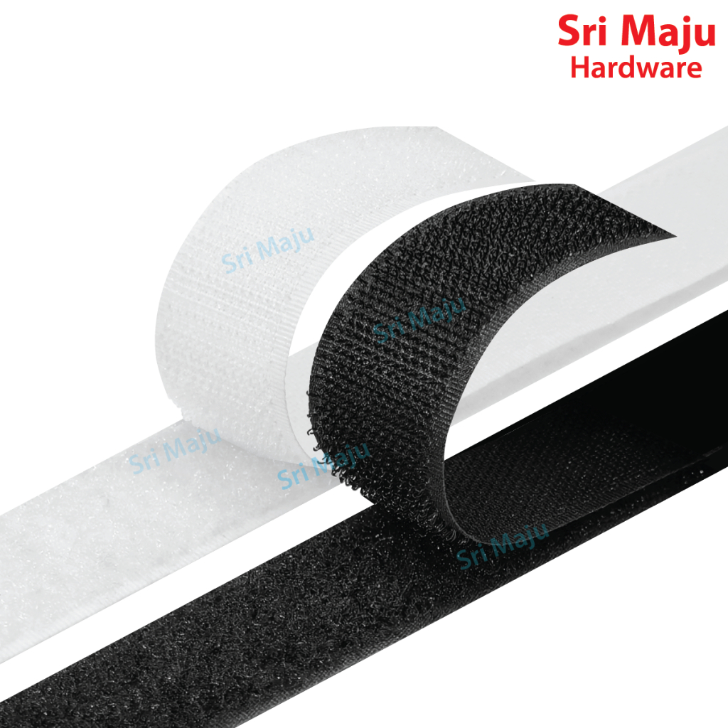 MAJU 25mm Black White Hoop & Loop Magic Tape Fastener Mosquito Net Zip ...