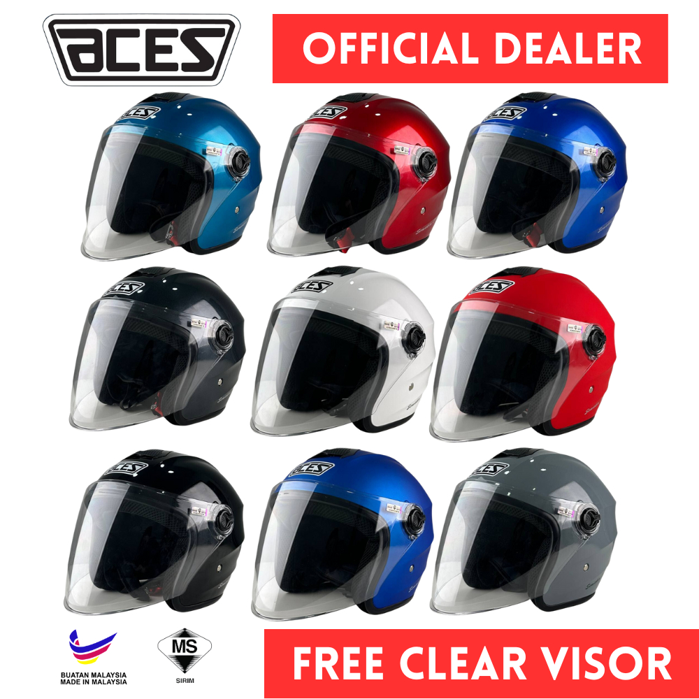 ACES R1 Open Face Helmet With Siap Clear Visor Topi Keledar | Shopee ...