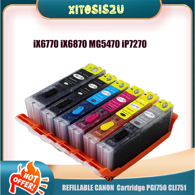 REFILLABLE CANON Cartridge PGI750 CLI751 Canon iX6770 iX6870 MG5470