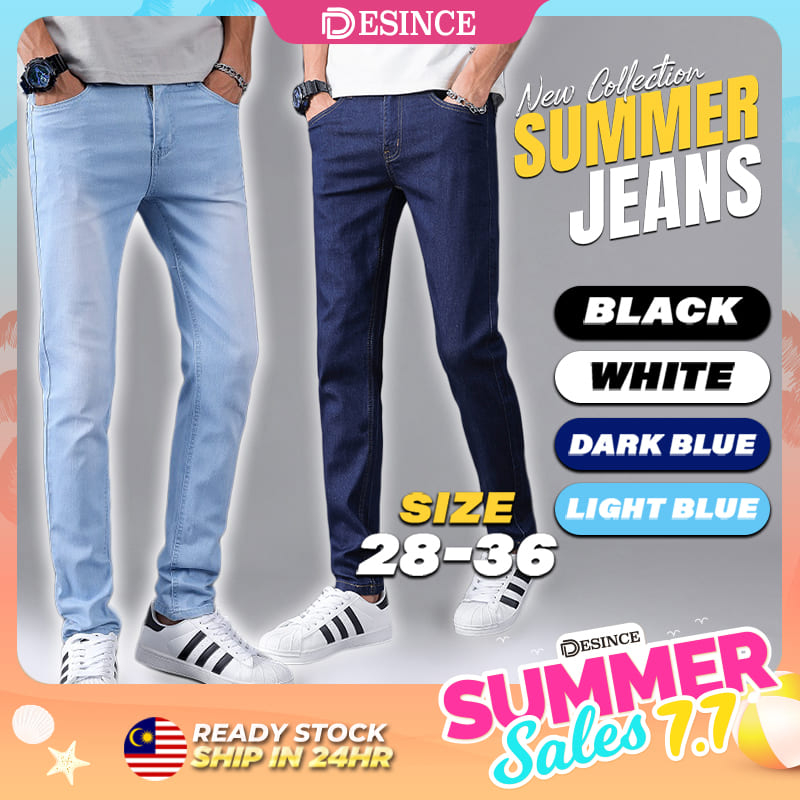 🇲🇾 DESINCE Men Denim Summer Jeans Long Pants Pant Seluar Jean Seluar ...