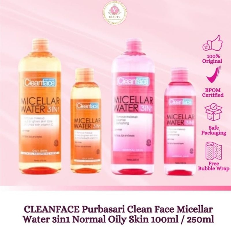 CLEANFACE Purbasari Clean Face Micellar Water 3in1 Normal dan Oily Skin ...