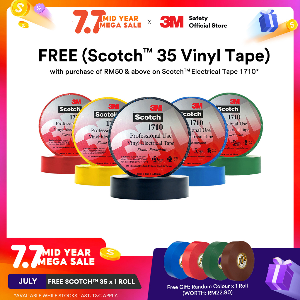 3M Scotch 1710 Colour Vinyl Electrical Tape/ Wire Tape/ PVC Insulation ...