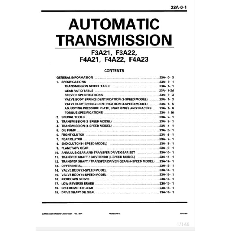 Proton Iswara Wira Auto Transmission / gearbox Repair Manual Shopee Malaysia