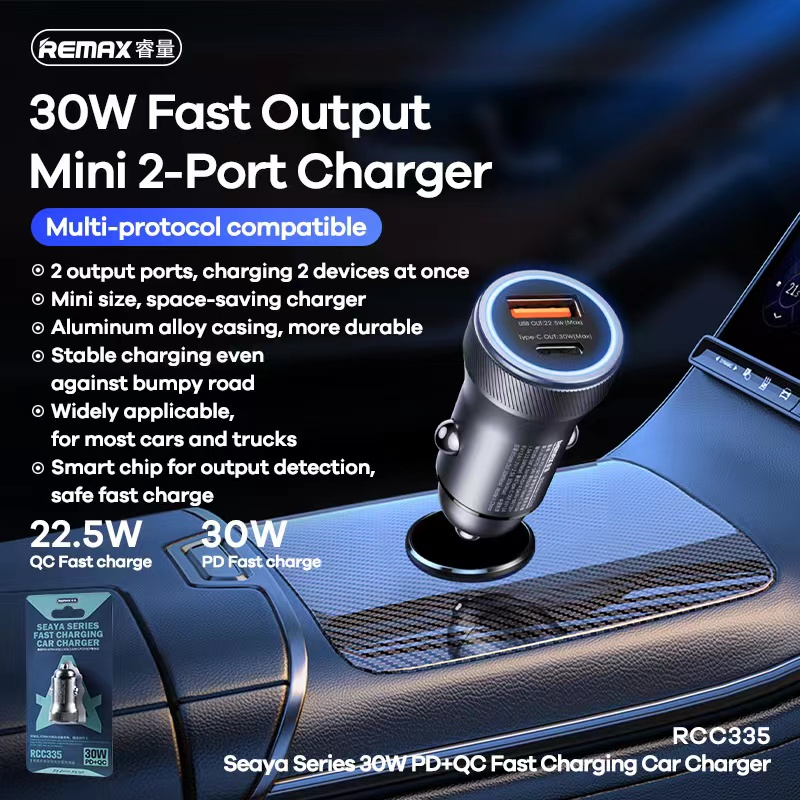 REMAX RCC335 Car Charger / 30W PD+QC Super Fast Charging / Dual Output ...