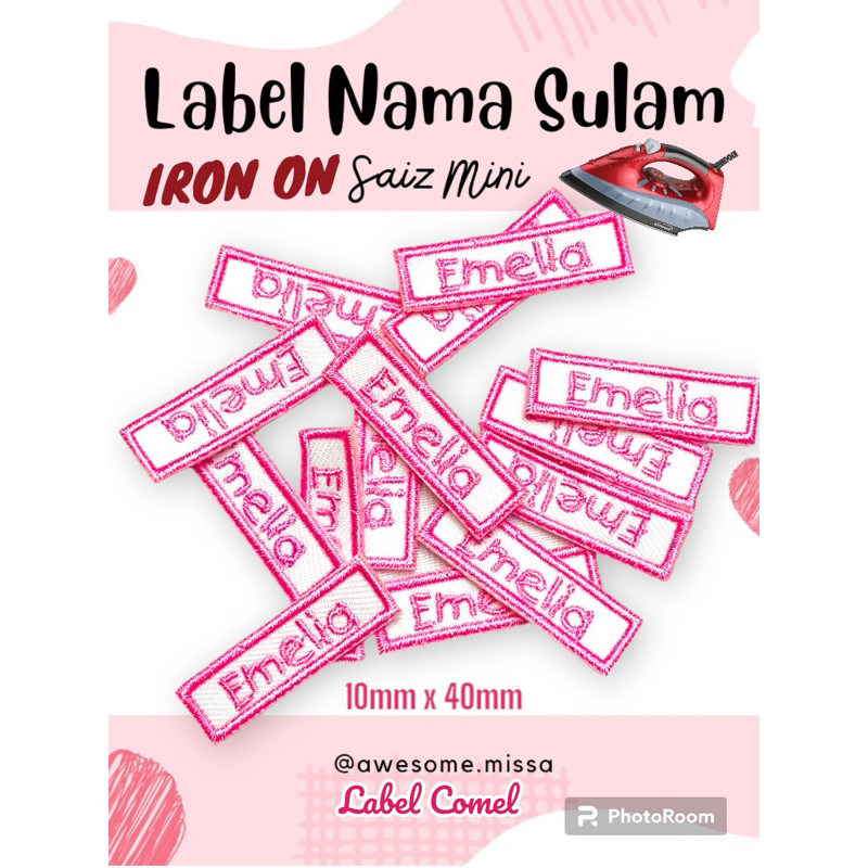 (NO COD) Label Nama Sulam Saiz Mini/Kecil Iron On (NO COD) | Shopee ...