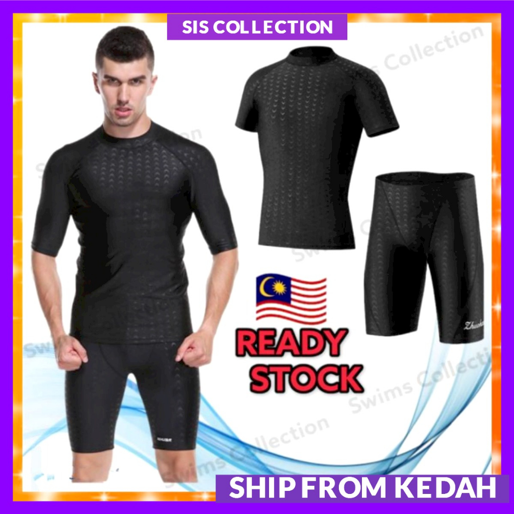 A49 Men Swimsuit Set Swimwear Baju Mandi Lelaki Baju Renang Lelaki