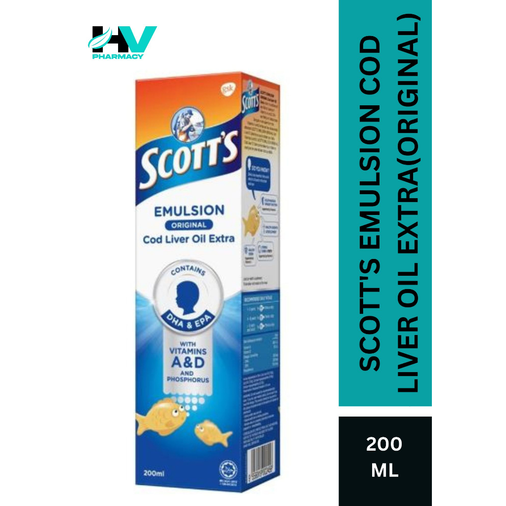 SCOTT'S EMULSION COD LIVER OIL EXTRA (ORIGINAL) 200ML Shopee Malaysia
