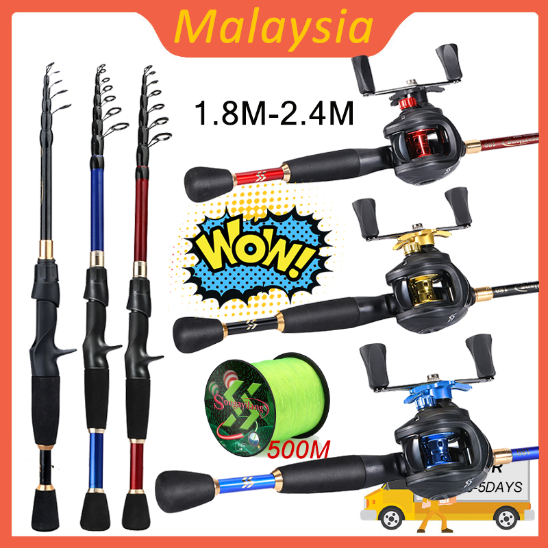 1.8-2.1m Portable Fishing Rod Baitcasting Reel Fishing Wheel Hard