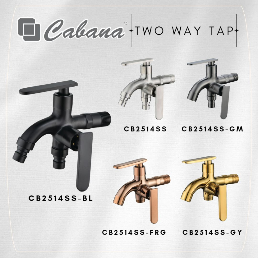 CABANA 304 Stainless Steel Bathroom Two Way Tap Wall Mounted Faucet ...