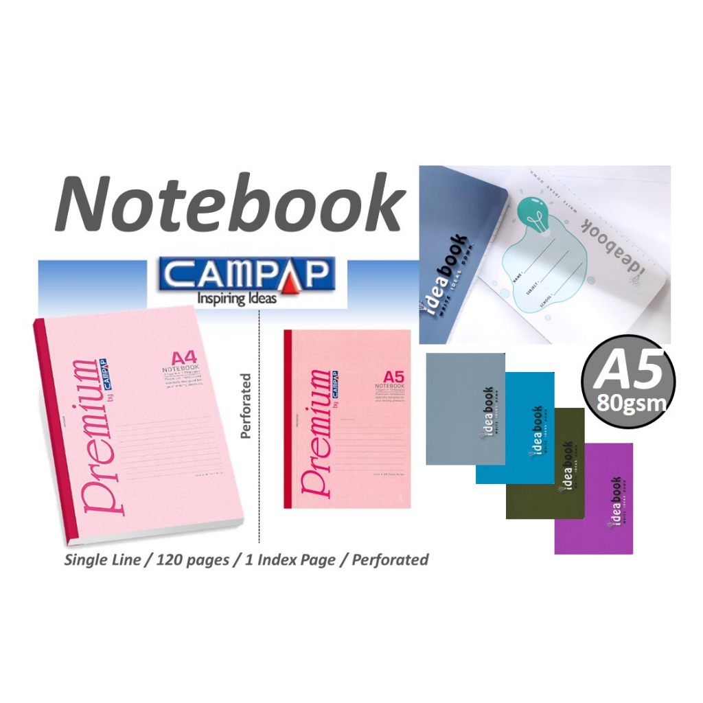 Campap Notebook Premium A4 A5 Perforated 120 pages / Dotdown A5 80g 140